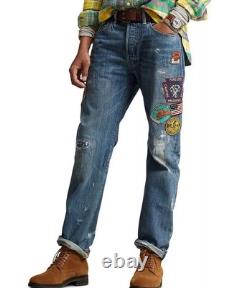 Polo Ralph Lauren Vintage Classic Distressed Patchwork Jeans Patches SZ 38X30