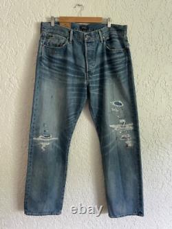 Polo Ralph Lauren Vintage Classic Fit Distressed Denim Jeans 36 x 34