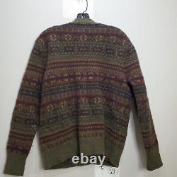 Polo Ralph Lauren Vintage Fair Isle Lambswool Merino Cardigan Sweater XL Knit