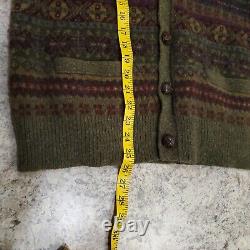 Polo Ralph Lauren Vintage Fair Isle Lambswool Merino Cardigan Sweater XL Knit
