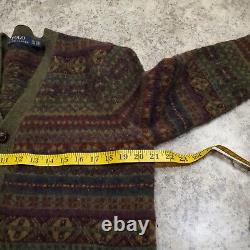 Polo Ralph Lauren Vintage Fair Isle Lambswool Merino Cardigan Sweater XL Knit
