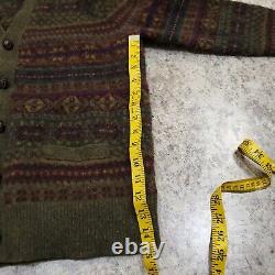 Polo Ralph Lauren Vintage Fair Isle Lambswool Merino Cardigan Sweater XL Knit