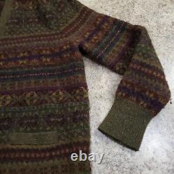 Polo Ralph Lauren Vintage Fair Isle Lambswool Merino Cardigan Sweater XL Knit
