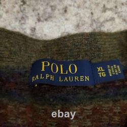 Polo Ralph Lauren Vintage Fair Isle Lambswool Merino Cardigan Sweater XL Knit