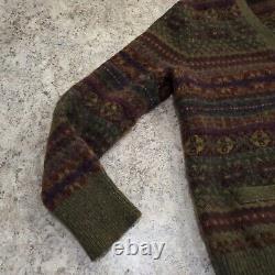 Polo Ralph Lauren Vintage Fair Isle Lambswool Merino Cardigan Sweater XL Knit