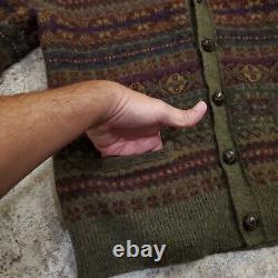 Polo Ralph Lauren Vintage Fair Isle Lambswool Merino Cardigan Sweater XL Knit
