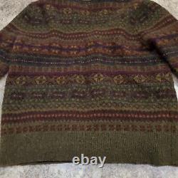 Polo Ralph Lauren Vintage Fair Isle Lambswool Merino Cardigan Sweater XL Knit