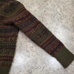 Polo Ralph Lauren Vintage Fair Isle Lambswool Merino Cardigan Sweater XL Knit
