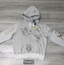 Polo Ralph Lauren Vintage Fleece Knit Rugby Graphic Print Hoodie Mens Size XL