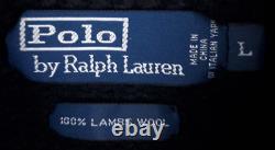 Polo Ralph Lauren Vintage Lambswool Cardigan Sweater Shawl Collar Striped Mens L