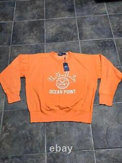 Polo Ralph Lauren Vintage Long Sleeve Fleece logo Sweatshirt large orange