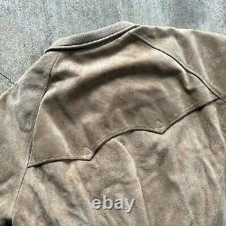 Polo Ralph Lauren Vintage Plaid Lined Brown Suede Leather Bomber Jacket Men's L