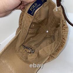 Polo Ralph Lauren Vintage Sportsman Duck Embroidered Corduroy Hat Leather Strap