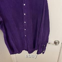 Polo Ralph Lauren Vintage Suede Button Shirt Purple Dress Up Rare XXL Size 18