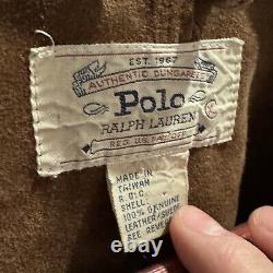 Polo Ralph Lauren Vintage Suede Trucker Jacket Boxy Cropped Fit Size XL Brown