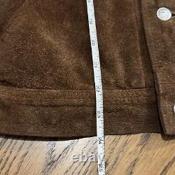 Polo Ralph Lauren Vintage Suede Trucker Jacket Boxy Cropped Fit Size XL Brown
