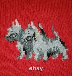 Polo Ralph Lauren Vintage Terrier Dog Knit Turtleneck Sweater stadium bear red M