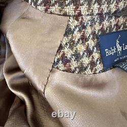 Polo Ralph Lauren Vintage Tweed Check Plaid Houndstooth Coat Oversized Size 10