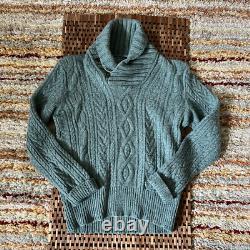 Polo Ralph Lauren Vintage VTG Wool Shawl Collar Pullover Sweater Green Medium M