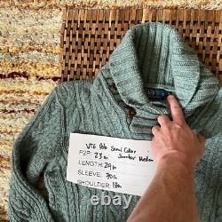 Polo Ralph Lauren Vintage VTG Wool Shawl Collar Pullover Sweater Green Medium M