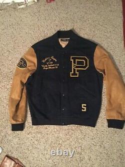 Polo Ralph Lauren Vintage Varsity Leather Mens Jacket Coat Xl, Amazing