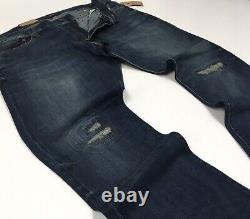 Polo Ralph Lauren Vintage Wash Distressed Repaired Stitched Slim Straight Jeans