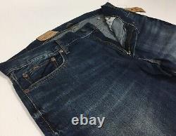 Polo Ralph Lauren Vintage Wash Distressed Repaired Stitched Slim Straight Jeans