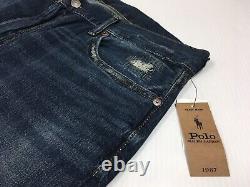 Polo Ralph Lauren Vintage Wash Distressed Repaired Stitched Slim Straight Jeans