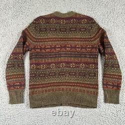 Polo Ralph Lauren Vtg Fair Isle Cardigan Sweater Men's Medium Wool Blend