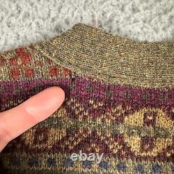 Polo Ralph Lauren Vtg Fair Isle Cardigan Sweater Men's Medium Wool Blend