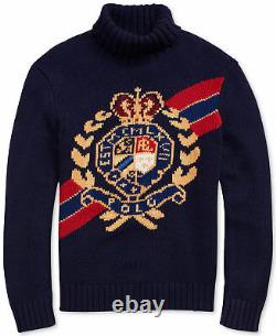 Polo Ralph Lauren Vtg Retro Wool Crest Crown Ski Turtleneck Knit Sweater 92 Men
