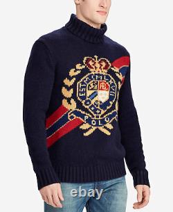 Polo Ralph Lauren Vtg Retro Wool Crest Crown Ski Turtleneck Knit Sweater 92 Men