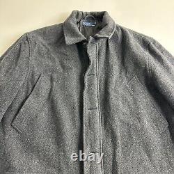 Polo Ralph Lauren Wool Jacket Men Size Large Pea Coat Military Vintage Gray