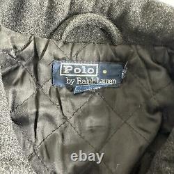 Polo Ralph Lauren Wool Jacket Men Size Large Pea Coat Military Vintage Gray