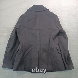 Polo Ralph Lauren Wool Pea Coat Mens M Black Anchor Buttons Vintage Military