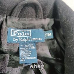 Polo Ralph Lauren Wool Pea Coat Mens M Black Anchor Buttons Vintage Military