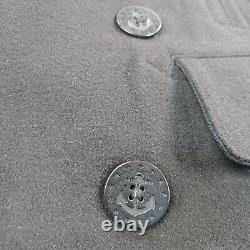 Polo Ralph Lauren Wool Pea Coat Mens M Black Anchor Buttons Vintage Military