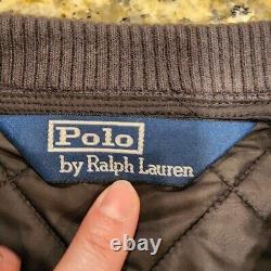 Polo Ralph Lauren XL Black Quilted Vest Jacket RRL Leather Hunting Suede VTG