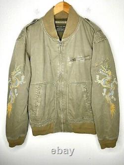 Polo Ralph Lauren XL Bomber Jacket Tiger Graphic Dragon RRL VTG Flight Aviator