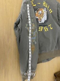 Polo Ralph Lauren XL Bomber Jacket Tiger Graphic Dragon RRL VTG Flight Aviator