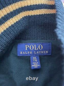 Polo Ralph Lauren XXL Letterman Varsity Jacket Leather RRL Rugby Green Tiger VtG