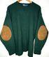 Polo Ralph Lauren X-large Tweed Green Duck Hunting Wool Leather Vtg Sweater Pile