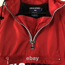 Polo Sport Ralph Lauren VTG Red Black 1/2 Zip Front Pullover Jacket Men's Size M