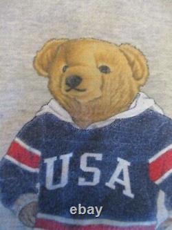 Polo Sport Ralph Lauren vintage teddy bear USA hockey flag sweatshirt Medium