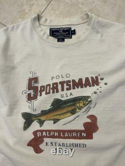 Polo Sport Vintage Ralph Lauren USA Sportsman XL Rare Sweatshirt Trout Fishing