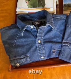 Polo Western Ralph Lauren Denim Vintage Snap Button Down RRL Large. 2 for sale