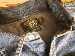 Polo Western Ralph Lauren Denim Vintage Snap Button Down RRL Large. 2 for sale