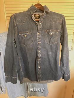 Polo Western Ralph Lauren Denim Vintage Snap Button Down RRL Large. 2 for sale