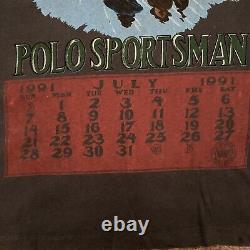 RALPH LAUREN Polo Country Polo Sportsman vintage July 1991 calendar LG t-shirt