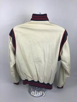RARE HTF VTG 90s Polo Ralph Lauren P-Wing Ivory Varsity Jacket Size Medium